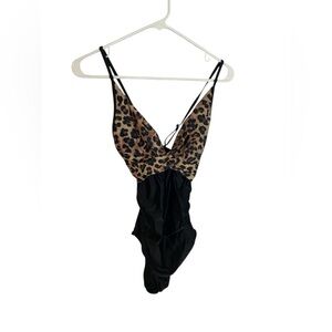 Leopard Print and Black Swimsuit